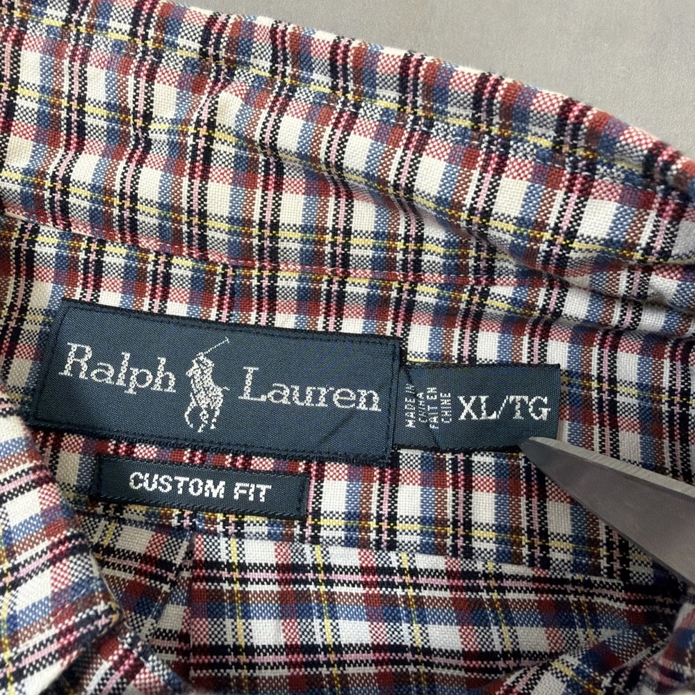 Ralph Lauren Mens XL Button-Down Custom Fit‎ Long Sleeve Plaid Flesh Pony Shirt - Picture 11 of 15